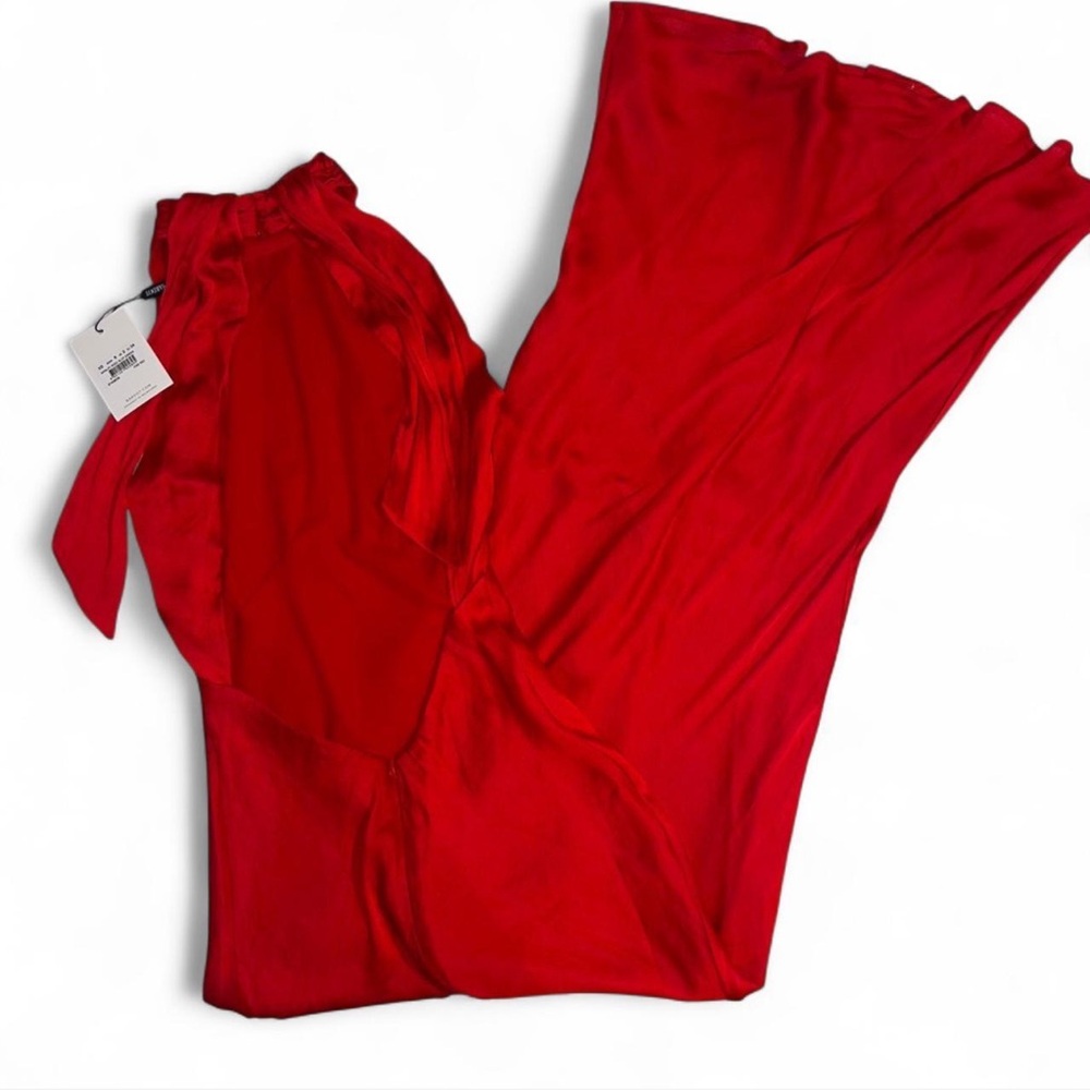 Bardot Red Backless Halter Midi Dress - Picture 3 of 4